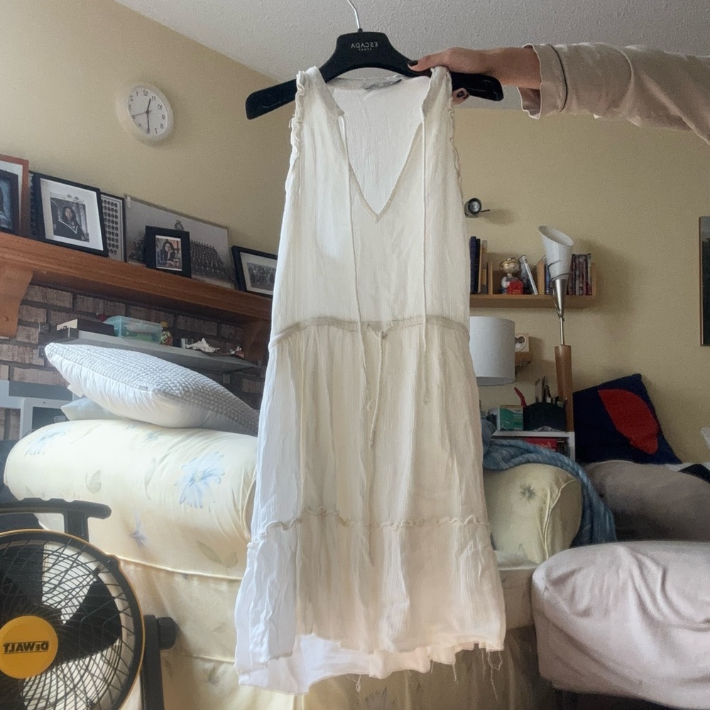 White bohemian mini dress S:m
